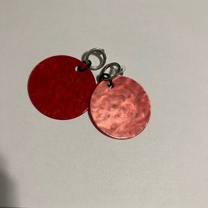 Red circle dangle earrings